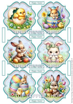 Easter Chicks & Bunnies - 6 Card Toppers  TTSTOP33