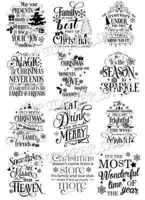 Easy Peel Off Transparent Stickers Christmas Quotes Choose Colour & Finish C3