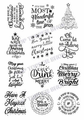 Easy Peel Off Transparent Stickers Christmas Sentiments Gloss  C4