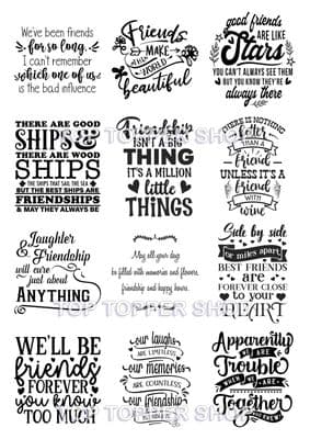 Easy Peel Off Transparent Stickers Friends Verses Choose Matt or Gloss F1
