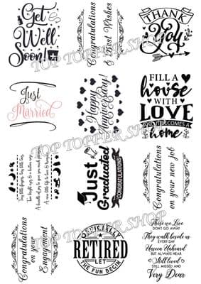 Easy Peel Off Transparent Stickers Mixed Occasions Sentiments Choose Matt or Gloss OC1