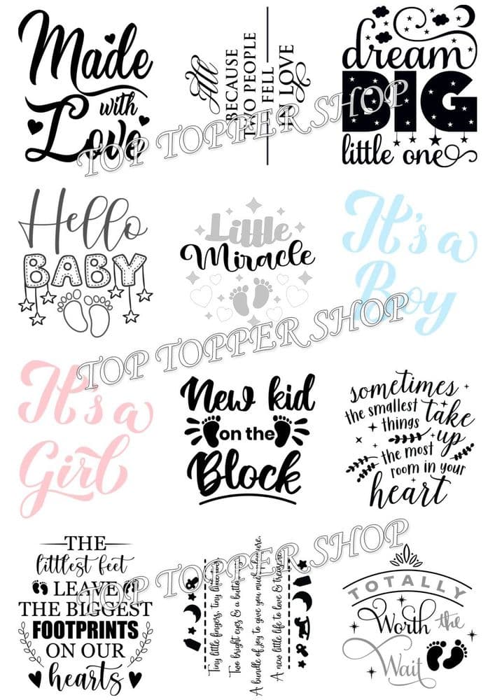 Easy Peel Off Transparent Stickers New Baby Sentiments Choose Matt or ...