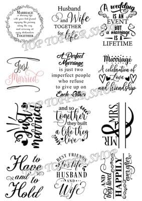 Easy Peel Off Transparent Stickers Wedding Day Verses Choose Matt or Gloss WD1