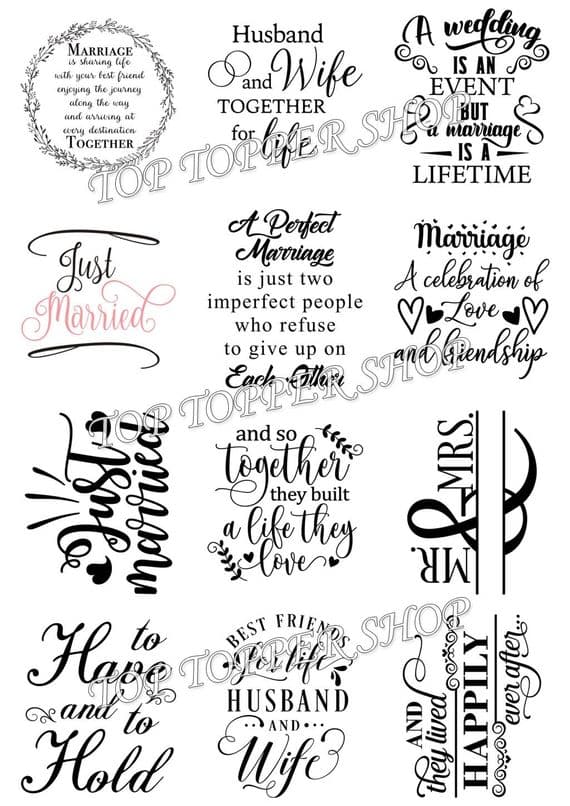 Easy Peel Off Transparent Stickers Wedding Day Verses Choose Matt or Gloss WD1
