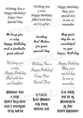 Easy Peel Off Transparent Verses Birthday Sentiments Choose Colour & Finish B4