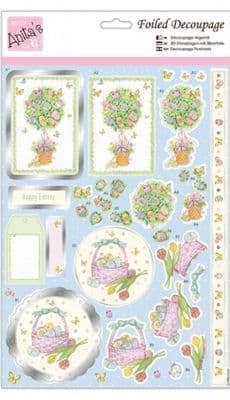 Egg Hunt Easter - Anita's Foiled Die Cut Decoupage Sheet 169741