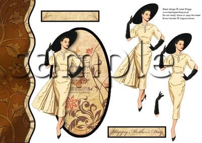 ELEGANT LADY IN BROWN AND CREAM DECOUPAGE  sheet