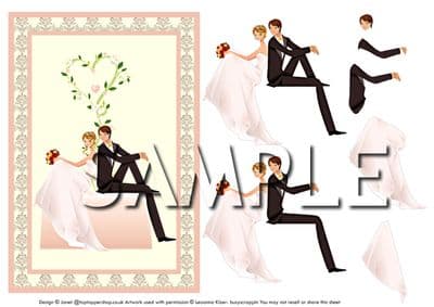 ELEGANT STYLIZED BRIDE & GROOM DECOUPAGE SHEET