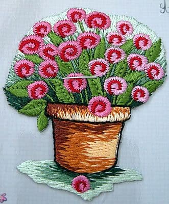 EMBROIDERED APPLIQUE MOTIF - FLOWER POT