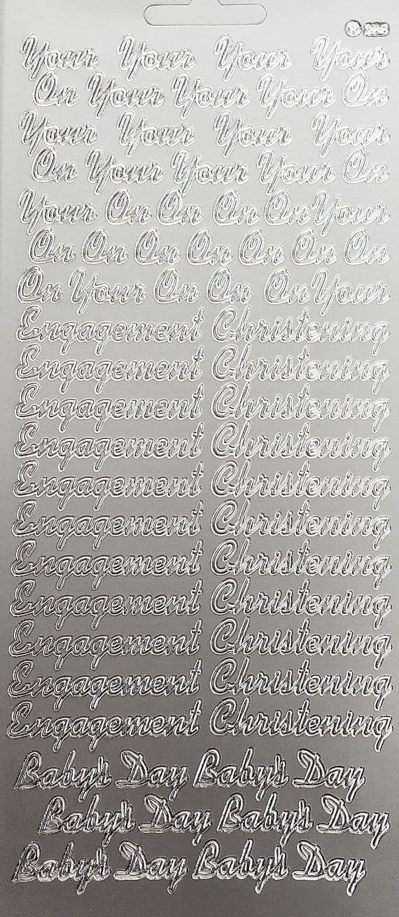 ENGAGEMENT / CHRISTENING SILVER PEEL OFF STICKERS j288