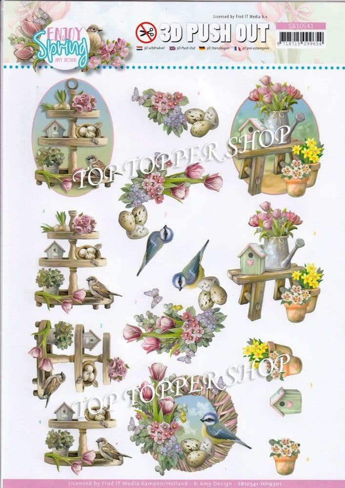 Enjoy Spring Decorations Die Cut Decoupage Sheet Amy Design Push Out ...