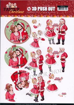 Family Christmas Couples A4 Die Cut Decoupage Sheet Yvonne Creations Push Out SB10391