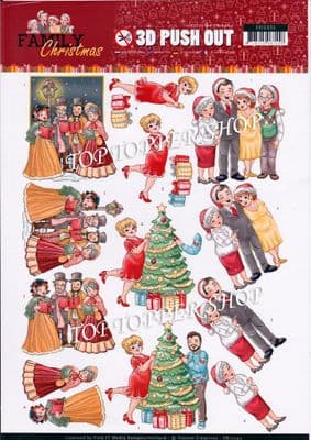 Family Christmas Groups A4 Die Cut Decoupage Sheet Yvonne Creations Push Out SB10393