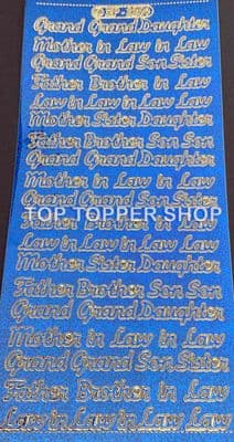 Family Grand & In-Law  Deep Blue Holographic Peel Off Stickers Doodey DD2264