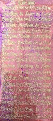 Family Grand & In-Law  Holographic Pink Peel Off Stickers Doodey DD2264