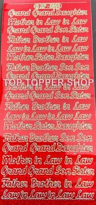 Family Grand & In-Law  Holographic Red Peel Off Stickers Doodey DD2264