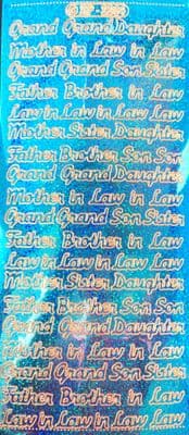 Family Grand & In-Law  Holographic Sky Blue Peel Off Stickers Doodey DD2264