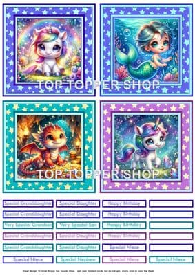 Fantasy Creatures Children's Card Toppers  TTSTOP20