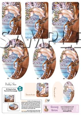 FANTASY FAIRIES DADDY'S SHOE  - DIE CUT PYRAMID DECOUPAGE G18