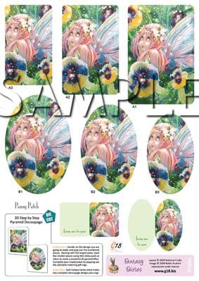 FANTASY FAIRIES PANSY PATCH  - DIE CUT PYRAMID DECOUPAGE G18