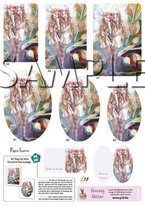 FANTASY FAIRIES PAPER LEAVES  - DIE CUT PYRAMID DECOUPAGE G18