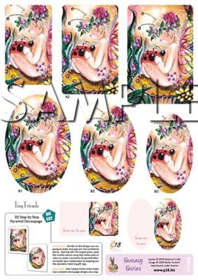 FANTASY FAIRIES TINY FRIENDS  - DIE CUT PYRAMID DECOUPAGE G18