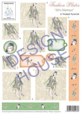 FASHION PLATES 30's GLAMOUR - DESIGN HOUSE TWISTED PYRAMID DECOUPAGE SHEET