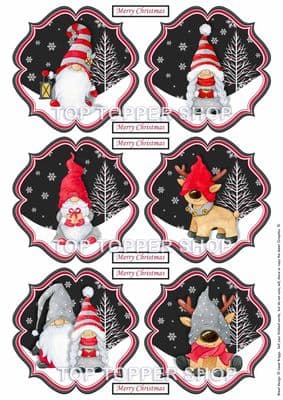 Festive Gnomes - Christmas Toppers for Card Making 290gsm TTSTOPX5