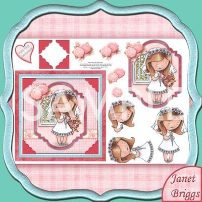 First Holy Communion Girl Topper & Decoupage Printed Sheet 473dd
