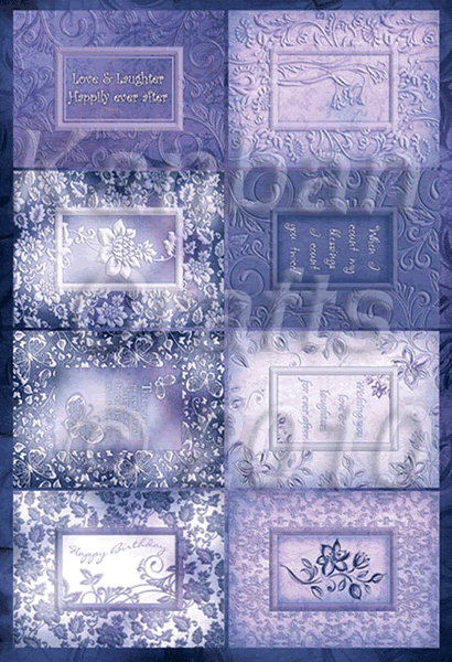 FLORAL BLUE PEARL GLAZED DIECUT CARD TOPPERS KANBAN 9667