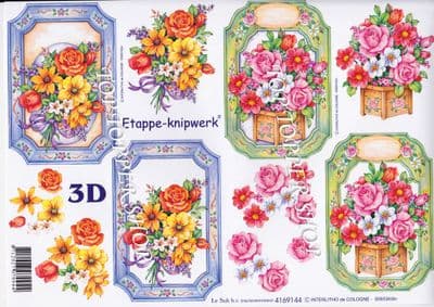 Floral Bouquet & Planter Le Suh Decoupage Sheet  Requires Cutting 4169.144