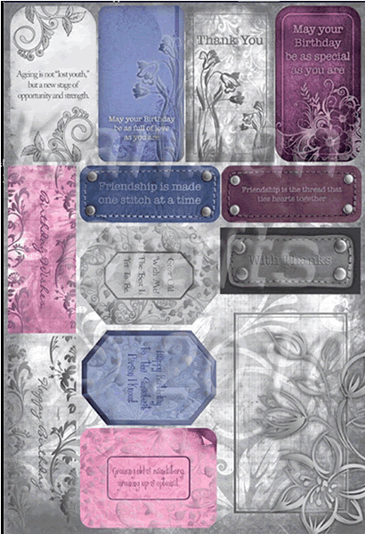 FLORAL PEARL GLAZED DIECUT CARD TOPPERS COOL TONES KANBAN 9662