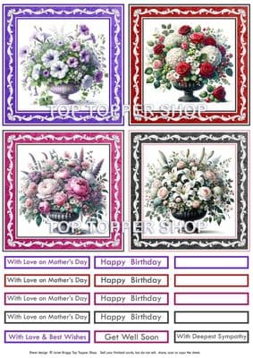 Floral Vases Card Toppers  TTSTOP31