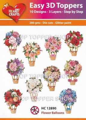 Flower Balloons 10 Easy 3d Die Cut Decoupage Toppers Hearty Crafts HC12890