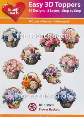 Flower Baskets 10 Easy 3d Die Cut Decoupage Toppers Hearty Crafts HC13978