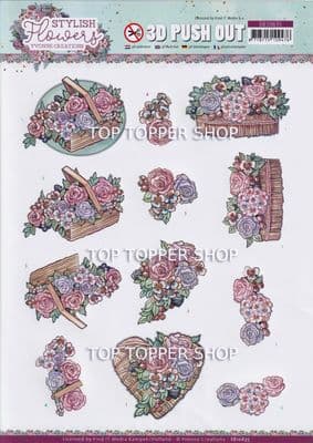 Flower Baskets Die Cut Decoupage Sheet Yvonne Creations Push Out SB10635