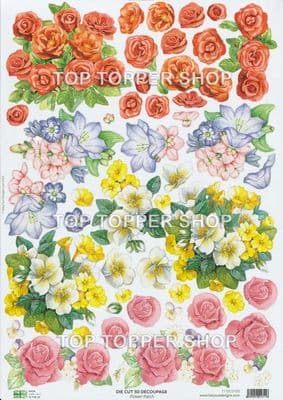 Flower Patch  A4 Die Cut Decoupage Sheet - Katy Sue Designs