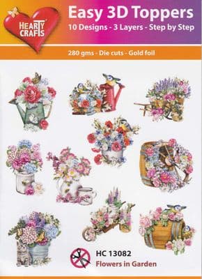 Flowers in Garden 10 Easy 3d Die Cut Decoupage Toppers Hearty Crafts HC13082