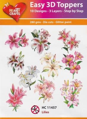 Flowers Lilies 10 Easy 3d Die Cut Decoupage Toppers Hearty Crafts HC11457