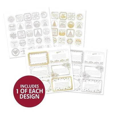 Foiled Labels & Envelope Seals - 4 Sheets of Hunkydory Christmas Stickables
