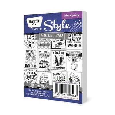 For The Men Hunkydory Say it with Style Pocket Pad  64 A7 Sheets