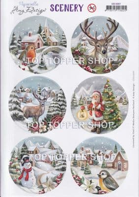 From Santa With Love Round  A4 Die Cut Card Toppers Jeanine's Art Push Out CDS10097