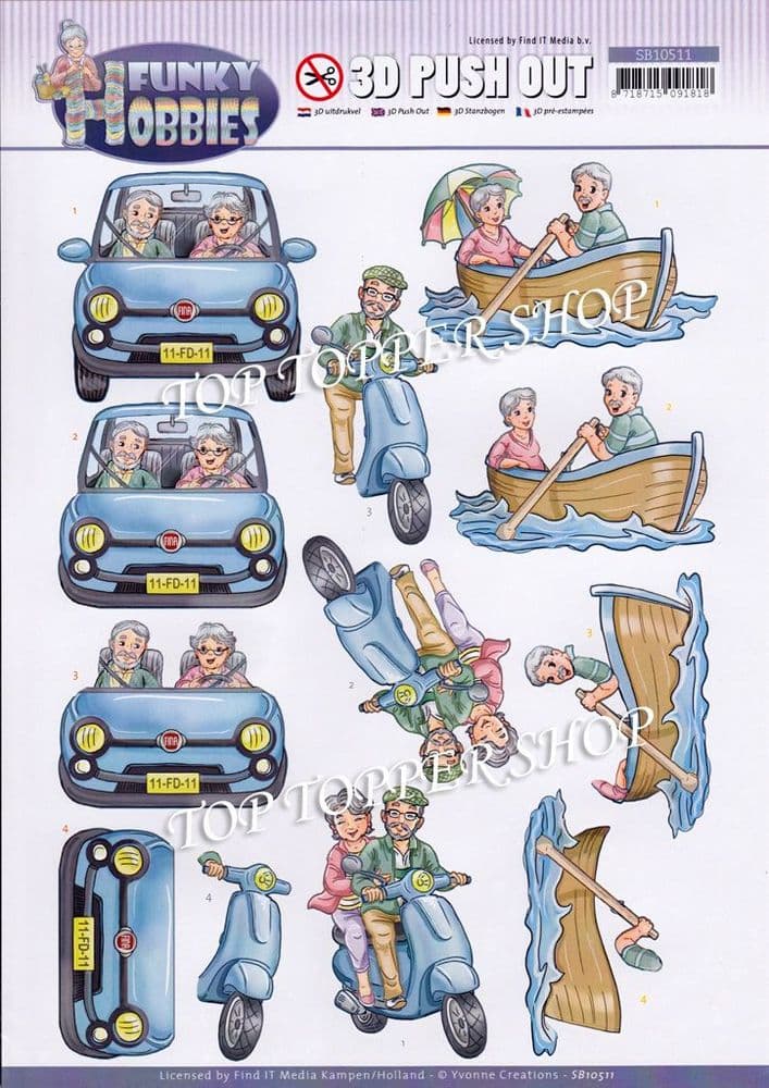 Funky Hobbies Seniors Day Out Die Cut Decoupage Sheet Yvonne Creations ...