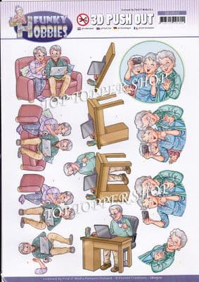 Funky Hobbies Seniors Selfie Die Cut Decoupage Sheet Yvonne Creations Push Out SB10510