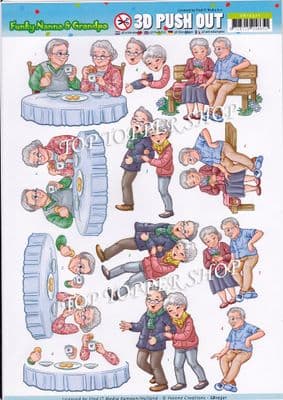 Funky Nanna & Grandpa Happy Together Die Cut Decoupage Sheet Yvonne Creations Push Out SB10321