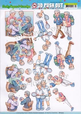 Funky Nanna Sporting Die Cut Decoupage Sheet Yvonne Creations Push Out SB10323