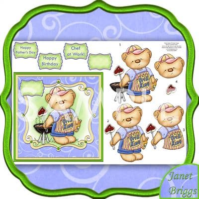 Bbq Chef Grill King Topper & Decoupage Printed Sheet 505dd