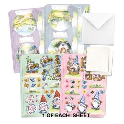 Garden Gnomes - Katy Sue Die-Cut Pop Up Card Making Kit - Make 4 Cards