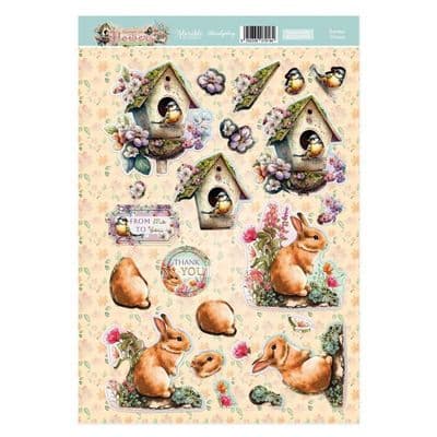 Garden Visitors - Hunkydory Amongst The Flowers Die Cut Decoupage Topper Sheet