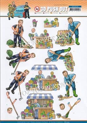 Gardener Big Guys  Die Cut Decoupage Sheet Yvonne Creations Push Out SB10554